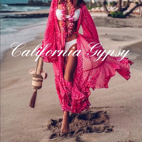 Chiffon Ruffle Coverup Duster Kimonos - Picture 8 of 13